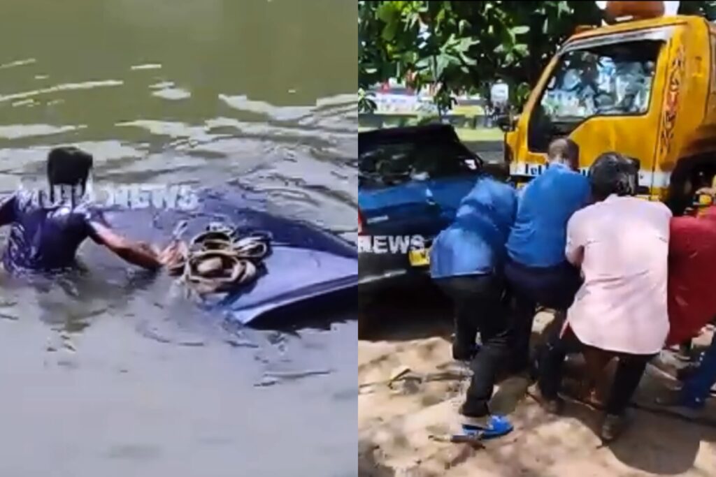 පුතාගේ ස්පෝර්ට්ස් මීට් බලන්න ණයට ඉල්ලන් ආ වාහනේ ඇලට පෙරලෙයි. මෙවැනි දෙයක් හතුරෙකුටවත් වෙන්න එපා…!