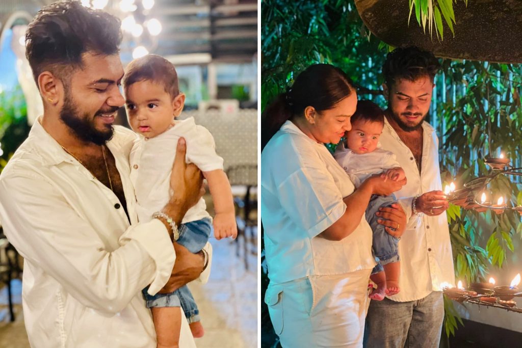 පුංචි පුතු සමග හරිම ලස්සනට වෙසක් සැමරූ ආදරණීය කලා යුවල මාධවී – කසුන්