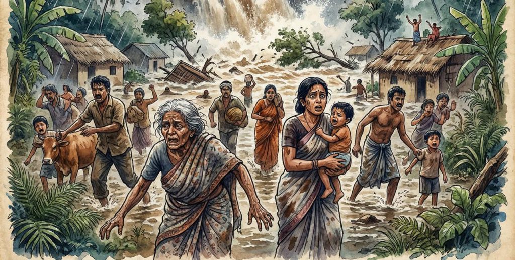 උඩගුකම සහ නොසැලකිල්ල නිසා මහ වතුරට බිලි වූ ගම්මානයක් ගැන ඇසෙන ඛේදවාචකය…