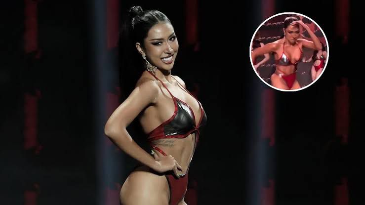 පිහිනුම් ඇඳුමක් ඇඳගෙන ඇවිත් රූ රැජින වේදිකාවේ ඇය නැටූ අමුතු නැටුමෙන් ලොවක් කැළඹෙයි.