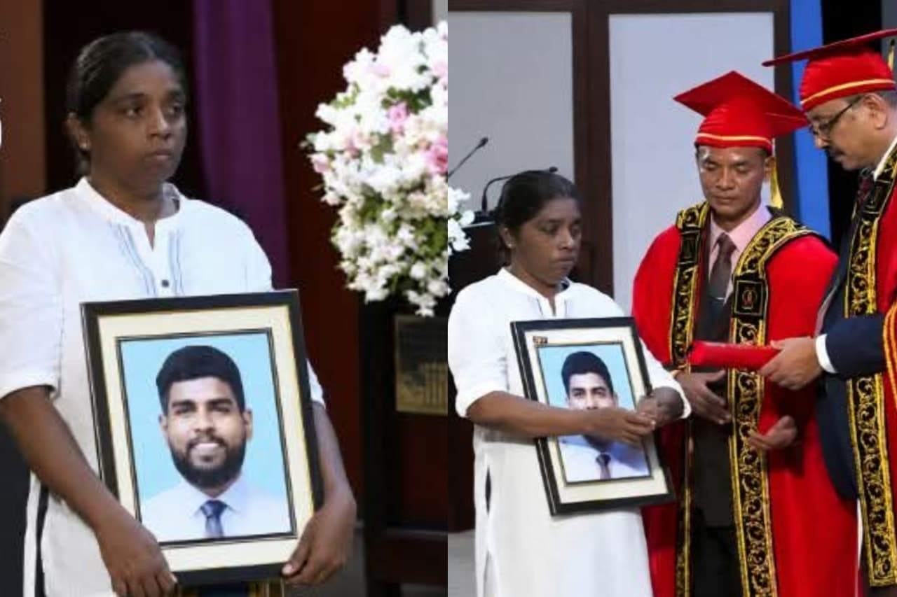 “පුතා… ඔයා අද හිටියා නම්…” උපාධි සිහිනය සැබෑ වූ දා… පුතු වෙනුවට වේදිකාවට නැඟි අම්මාගේ කඳුළු කතාව..